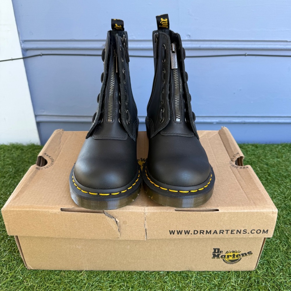 Dr Martens 1460 Pascal Front Zip Black Nappa Leather Boots Womens US 7 EU 38